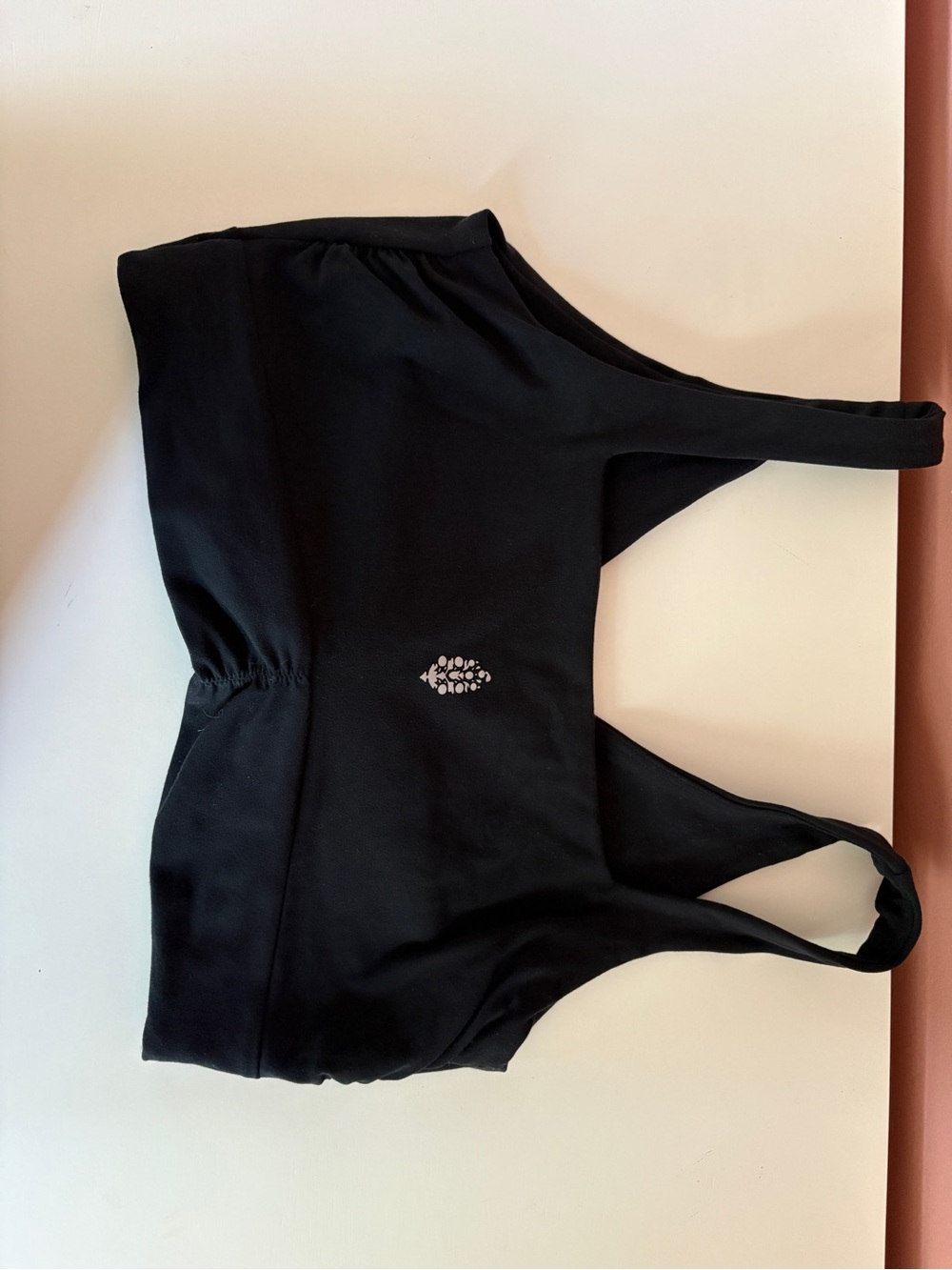 Free People Black Sports Bra with Center Crystal Detail